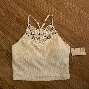 NWT Crochet Ribbed Built-in Bra Crop Top